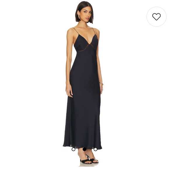 NWT Favorite Daughter Blackberry Dress in Navy Embroidered Maxi Slip Dress - Picture 2 of 16